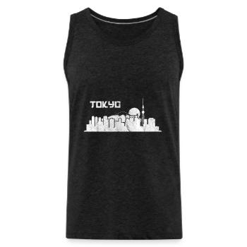 TOKYO SKYLINE BLACK AND WHITE by The Manzanita - Débardeur bio Premium Homme - charbon - Devant - Alexander (188cm)