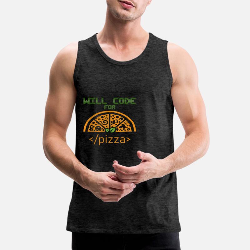 Will code for Pizza Programmer Nerd Developer Men's Premium Organic Tank Top