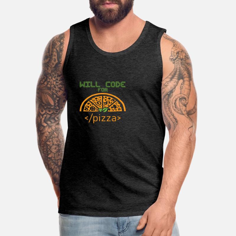 Will code for Pizza Programmer Nerd Developer Men's Premium Organic Tank Top