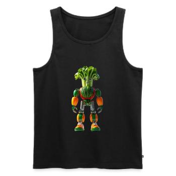 UBERY BOT - Le mignon robot bio-organique - Débardeur bio Premium Homme - charbon - Devant - AI Model Male 185 dark (185cm)