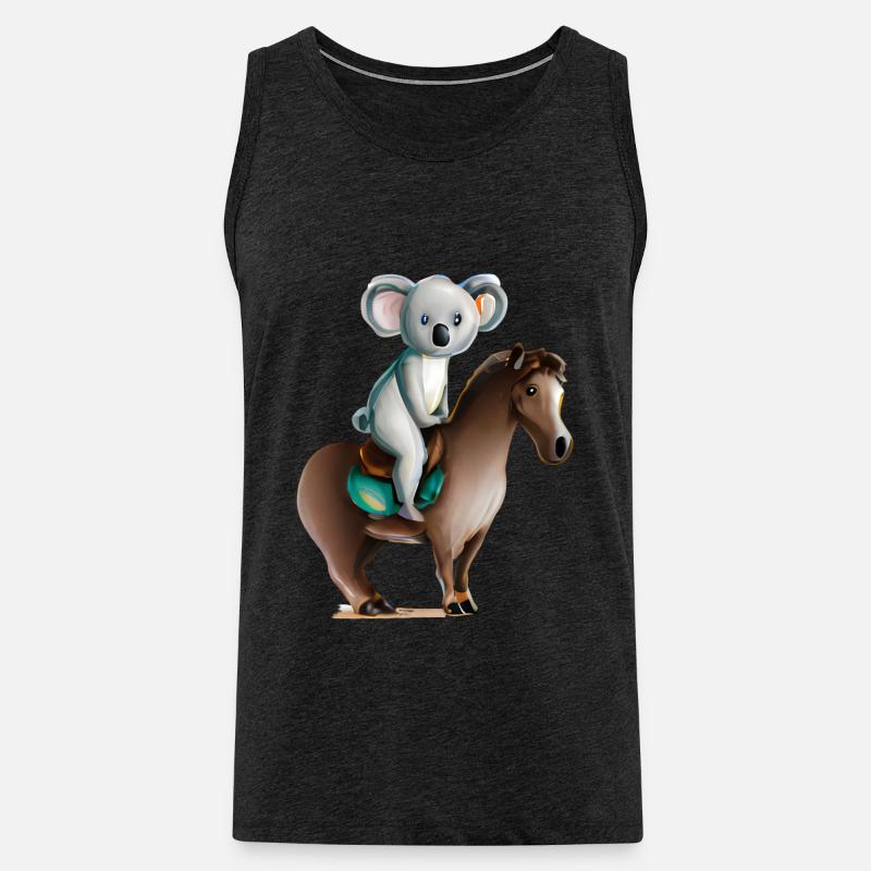 Koala auf einem Pferd - Männer Premium Bio Tank Top - Anthrazit