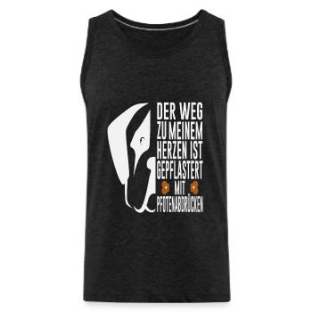 Geschenk Spruch Pfotenabdruck Weg zum Herzen - Männer Premium Bio Tank Top - Anthrazit - Vorne - AI Model Male 185 dark (185cm)