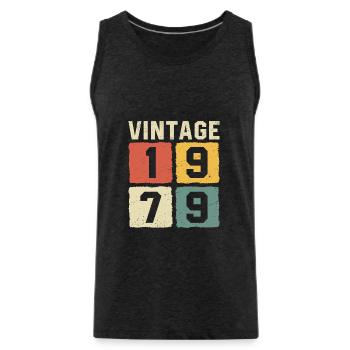 Vintage 1979 Born 1979 - Men's Premium Organic Tank Top - charcoal grey - Front - Alexander (188cm)