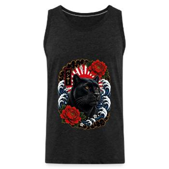 Schwarzer Panther im japanischen Irezumi Stil - Männer Premium Bio Tank Top - Anthrazit - Vorne - AI Model Male 185 dark (185cm)