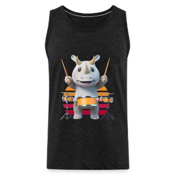 Rhinocéros jouant du tambour - Débardeur bio Premium Homme - charbon - Devant - AI Model Male 185 dark (185cm)