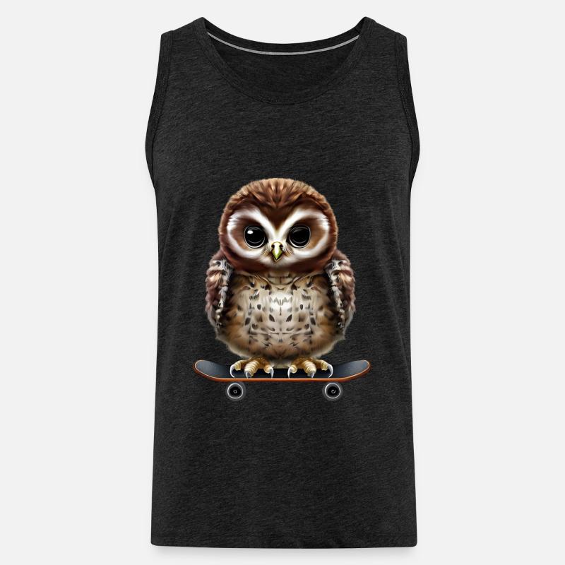 Skater Eule - Männer Premium Bio Tank Top - Anthrazit
