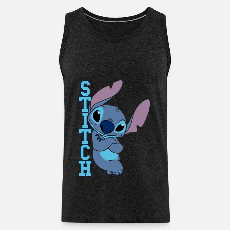 Lilo & Stitch Schriftzug Mit Stitch - Männer Premium Bio Tank Top - Anthrazit