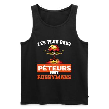 cadeau drôle gros péteur rugbyman rugby - Débardeur bio Premium Homme - charbon - Devant - AI Model Male 185 dark (185cm)