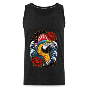 Ara Papagei im japanischen Irezumi Tattoo Stil - Männer Premium Bio Tank Top - Anthrazit - Vorne - AI Model Male 185 dark (185cm)