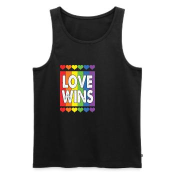 LBGT Flag Gay Pride Human Love Wins - Men's Premium Organic Tank Top - charcoal grey - Front - AI Model Male 185 dark (185cm)