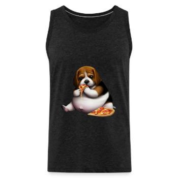 Pizza Lover Beagle Dog - Men's Premium Organic Tank Top - charcoal grey - Front - AI Model Male 185 dark (185cm)