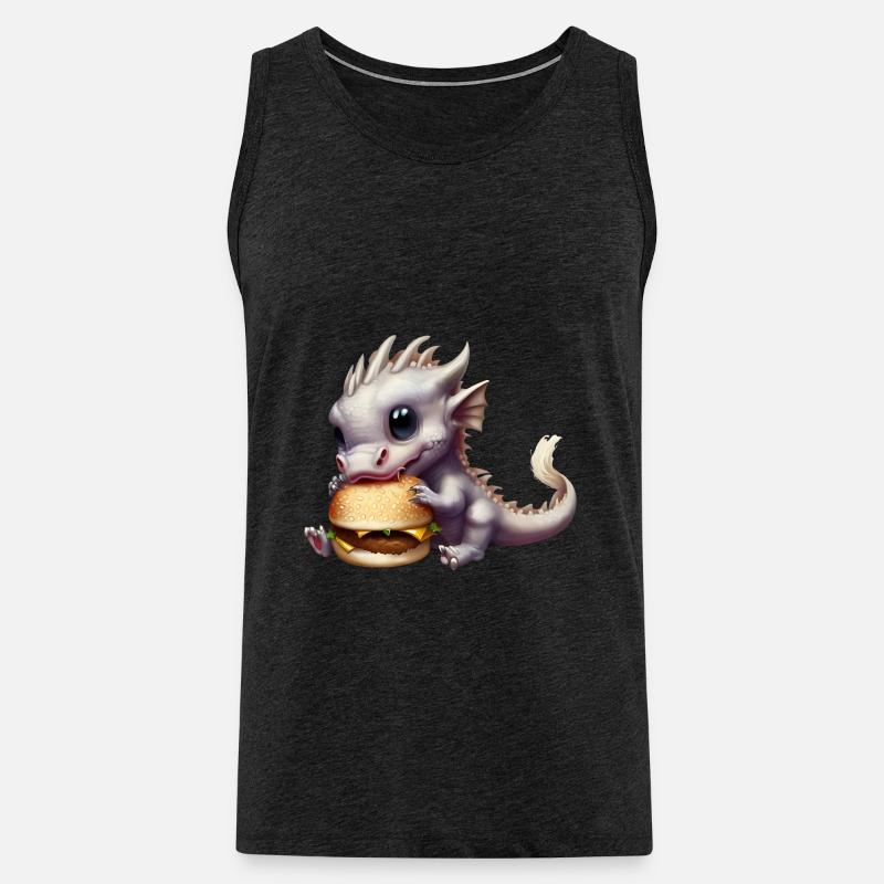 Cheeseburger Drache - Männer Premium Bio Tank Top - Anthrazit
