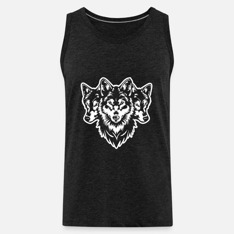 Wolfsrudel Wolf Kopf - Männer Premium Bio Tank Top - Anthrazit