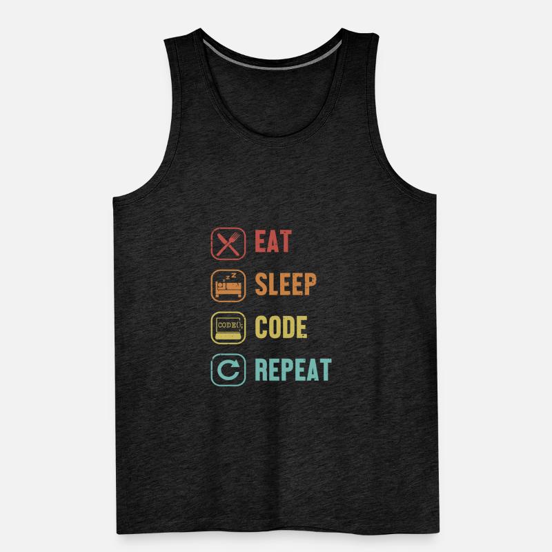 Eat Sleep Code Repeat Software Engineer Coder Débardeur bio Premium Homme