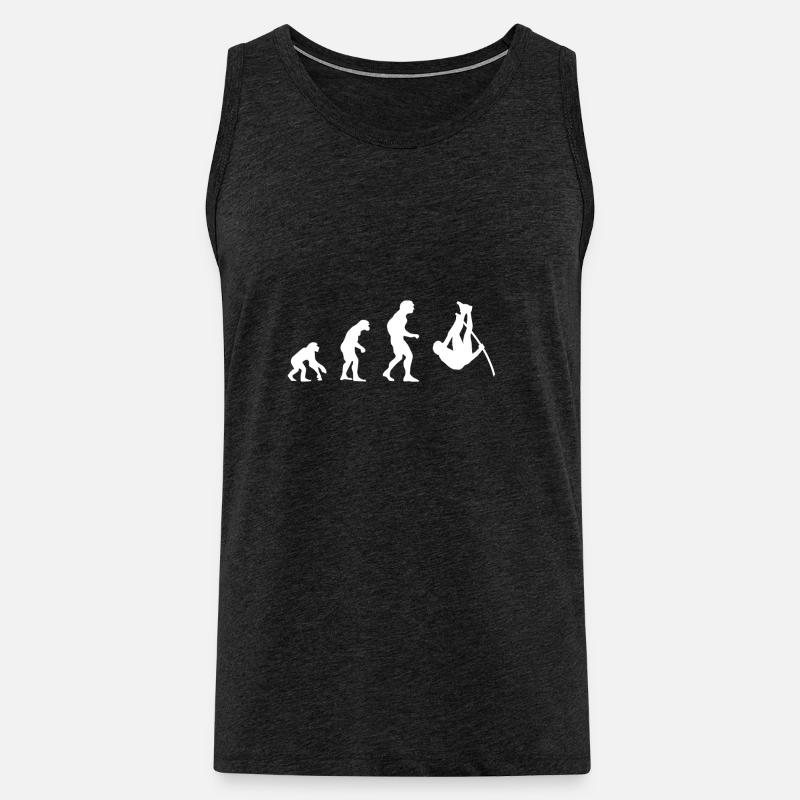 Evolution, saut à la perche de singe, saut à la perche - Débardeur bio Premium Homme - charbon
