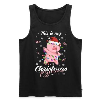Schwein Pyjama Weihnachten Schlafen - Männer Premium Bio Tank Top - Anthrazit - Vorne - AI Model Male 185 dark (185cm)