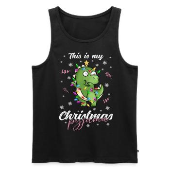 Dinosaurier Trex Pyjama Weihnachten Schlafen - Männer Premium Bio Tank Top - Anthrazit - Vorne - AI Model Male 185 dark (185cm)