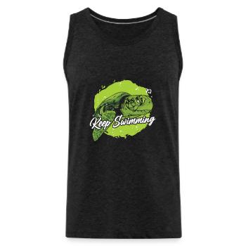 Continuez à nager Tortue géante Tortue - Débardeur bio Premium Homme - charbon - Devant - Alexander (188cm)