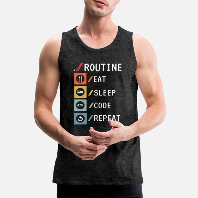 Routine Eat Sleep Code Repeat Developer Coder Débardeur bio Premium Homme