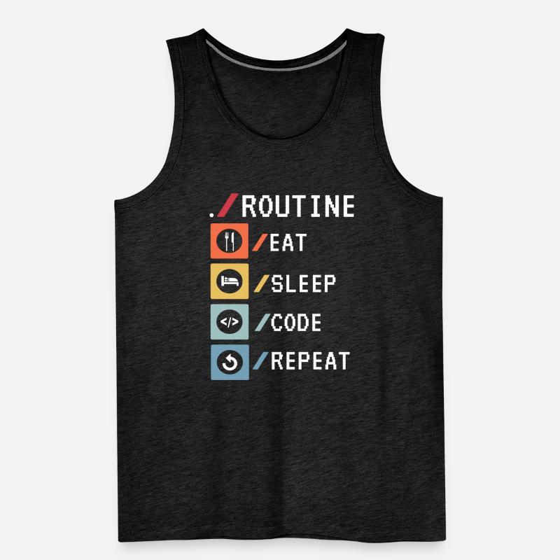 Routine Eat Sleep Code Repeat Developer Coder Débardeur bio Premium Homme