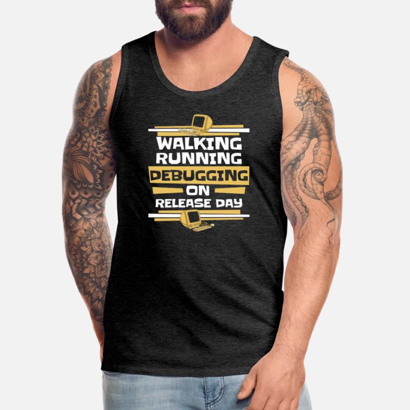 Walking Running Debugging Release Day Coder Männer Premium Bio Tank Top