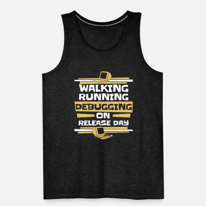 Walking Running Debugging Release Day Coder Männer Premium Bio Tank Top