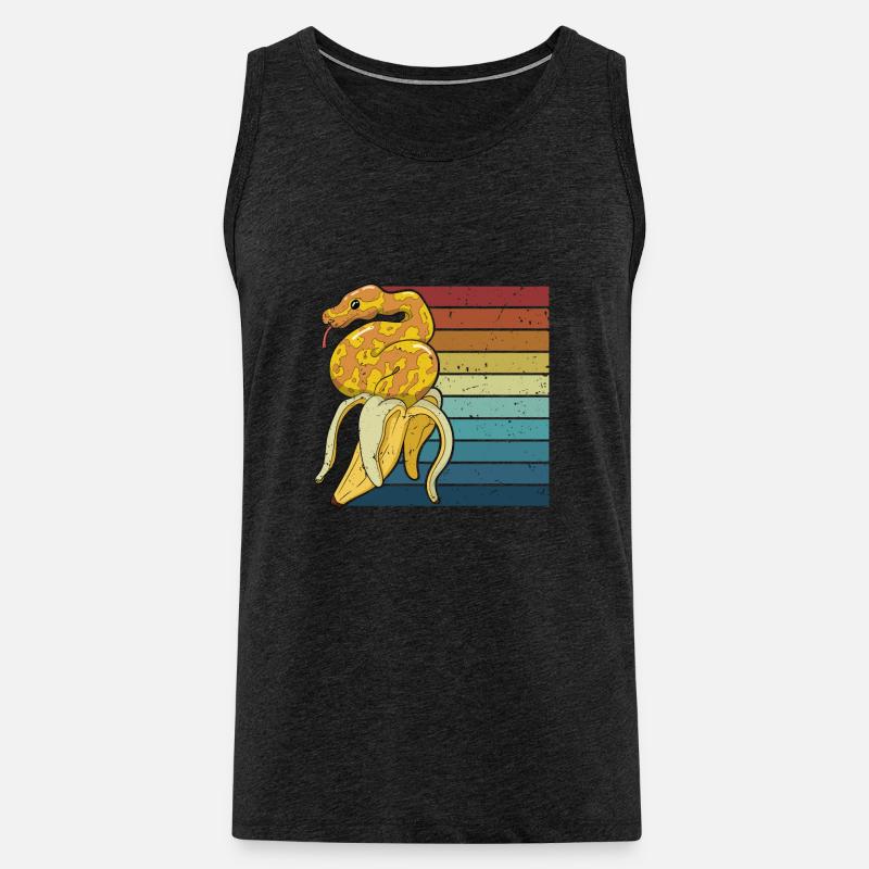 Retro Python Schlange Schuppenkriechtiere Banana - Männer Premium Bio Tank Top - Anthrazit