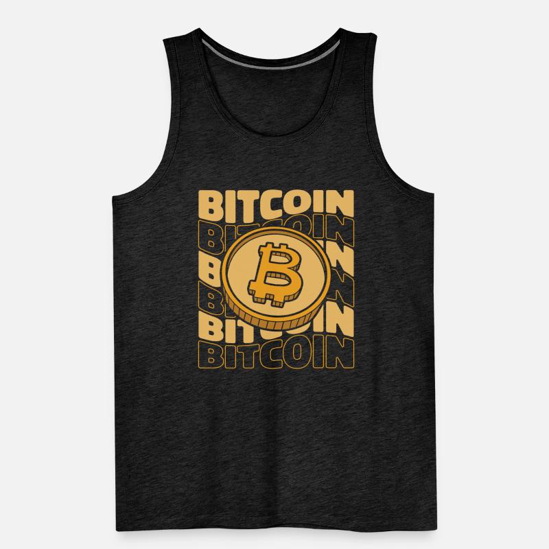 Bitcoin Text Crypto Cryptocurrency Blockchain Men's Premium Organic Tank Top