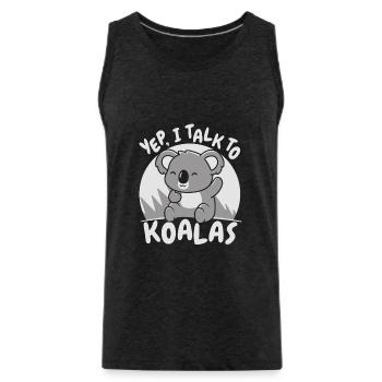 Oui, je parle à Koalas Koalabear Phascolarctos - Débardeur bio Premium Homme - charbon - Devant - AI Model Male 185 dark (185cm)