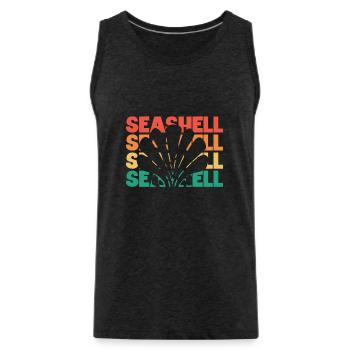 Retro Silhouette Shelling Bag Bivalvia Seashell - Men's Premium Organic Tank Top - charcoal grey - Front - AI Model Male 185 dark (185cm)