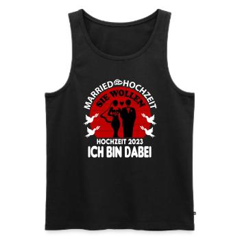 Hochzeit Married 2023 Ich bin dabei Sie wollen - Männer Premium Bio Tank Top - Anthrazit - Vorne - AI Model Male 185 dark (185cm)