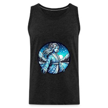 Winterfee in Schneelandschaft mit Eiskristallen - Männer Premium Bio Tank Top - Anthrazit - Vorne - Alexander (188cm)