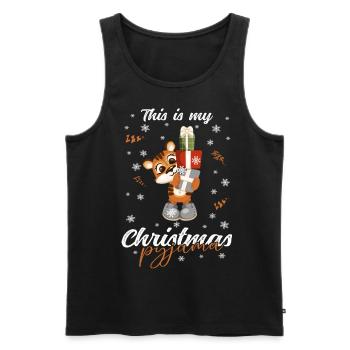 Tiger Pyjama Weihnachten Schlafen - Männer Premium Bio Tank Top - Anthrazit - Vorne - AI Model Male 185 dark (185cm)
