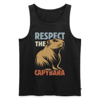 Vintage Respect The Capybara - Spruch - Männer Premium Bio Tank Top - Anthrazit - Vorne - AI Model Male 185 dark (185cm)
