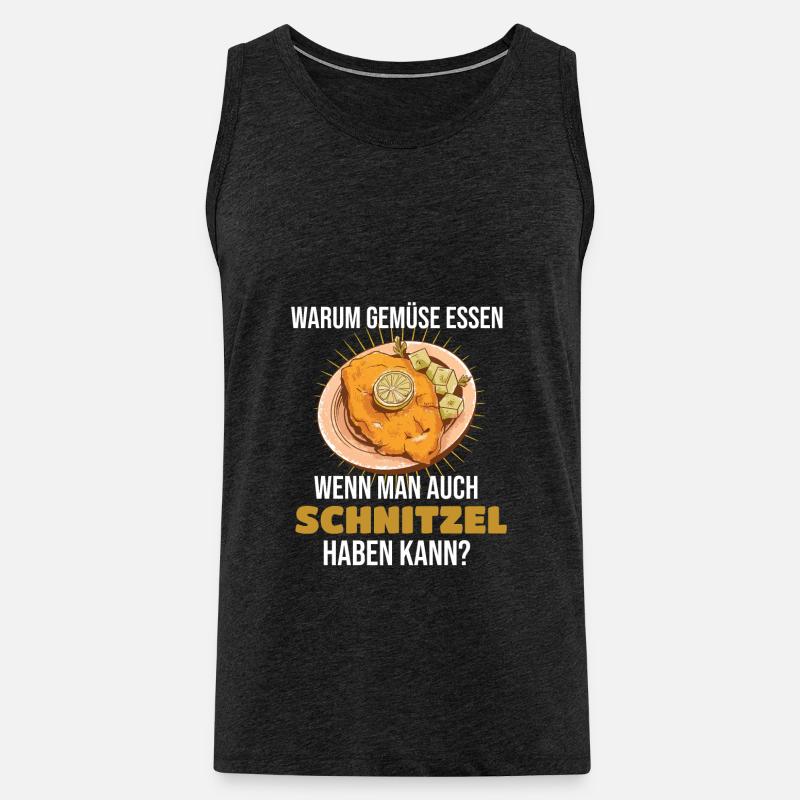 Schnitzel Warum Gemüse essen - Männer Premium Bio Tank Top - Anthrazit