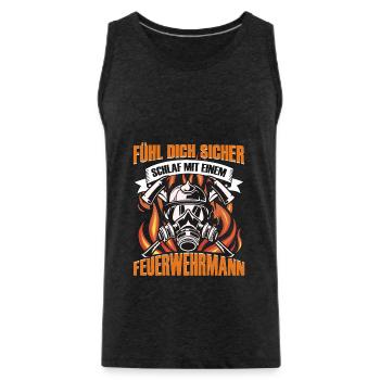 Feuerwehr Fühl dich sicher Feuerwehrmann - Männer Premium Bio Tank Top - Anthrazit - Vorne - AI Model Male 185 dark (185cm)