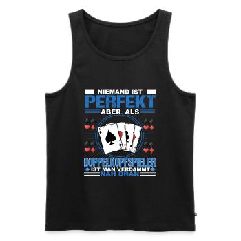 Doppelkopf Niemand ist perfekt Kartenspiel - Männer Premium Bio Tank Top - Anthrazit - Vorne - AI Model Male 185 dark (185cm)