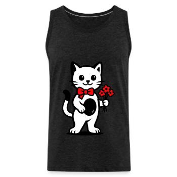 Kawaii Katzenfreund mit roter Schleife - Männer Premium Bio Tank Top - Anthrazit - Vorne - Alexander (188cm)