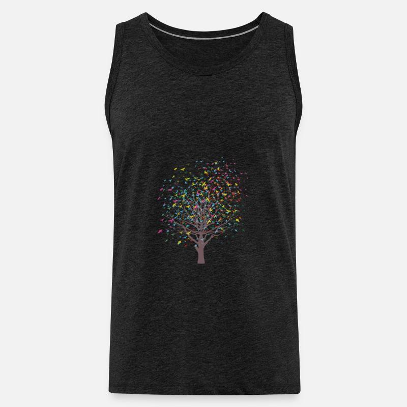 Baum mit Vögel - Männer Premium Bio Tank Top - Anthrazit
