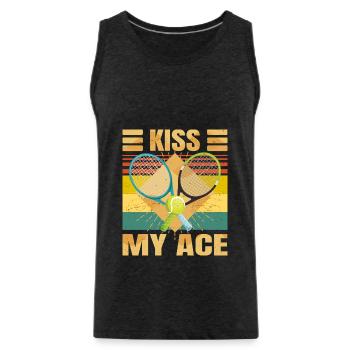 Kiss My Ace - Tennis Player - Funny Retro Sarcasm - Débardeur bio Premium Homme - charbon - Devant - AI Model Male 185 dark (185cm)