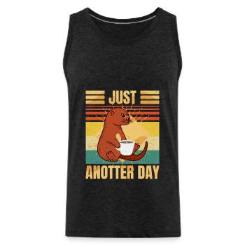 Funny Otter – Just Anotter Day - Retro Coffee - Men's Premium Organic Tank Top - charcoal grey - Front - Alexander (188cm)