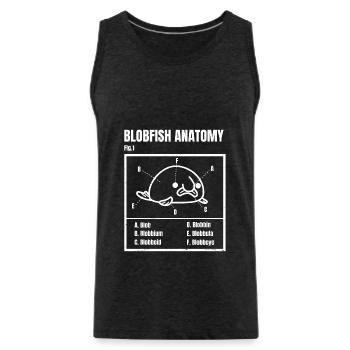 Blobby the Blobfish - Official Blobatomy - Funny - Débardeur bio Premium Homme - charbon - Devant - AI Model Male 185 dark (185cm)
