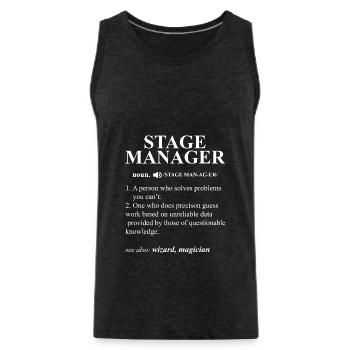 Funny Noun Stage Manager Definition - Men's Premium Organic Tank Top - charcoal grey - Front - AI Model Male 185 dark (185cm)