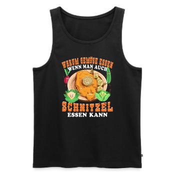 Schnitzel Warum Gemüse essen? - Männer Premium Bio Tank Top - Anthrazit - Vorne - AI Model Male 185 dark (185cm)