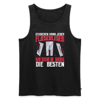 Fliesenleger Bodenleger Studieren kann jeder - Männer Premium Bio Tank Top - Anthrazit - Vorne - AI Model Male 185 dark (185cm)