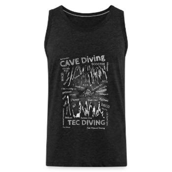 TEC Diving, Cave Diving Terms Chalk - Men's Premium Organic Tank Top - charcoal grey - Front - Alexander (188cm)