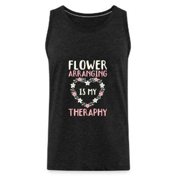 Binding flowers Is My Therapy - Men's Premium Organic Tank Top - charcoal grey - Front - Alexander (188cm)