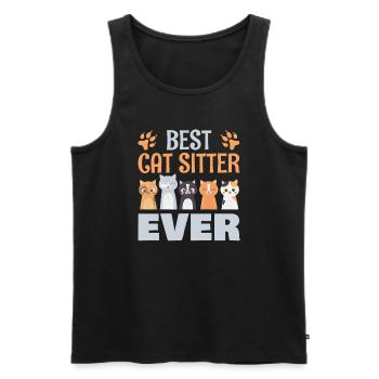 Best cat sitter ever for everyone - Men's Premium Organic Tank Top - charcoal grey - Front - AI Model Male 185 dark (185cm)