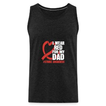 Je porte du rouge pour mon père pour tout le monde - Débardeur bio Premium Homme - charbon - Devant - AI Model Male 185 dark (185cm)