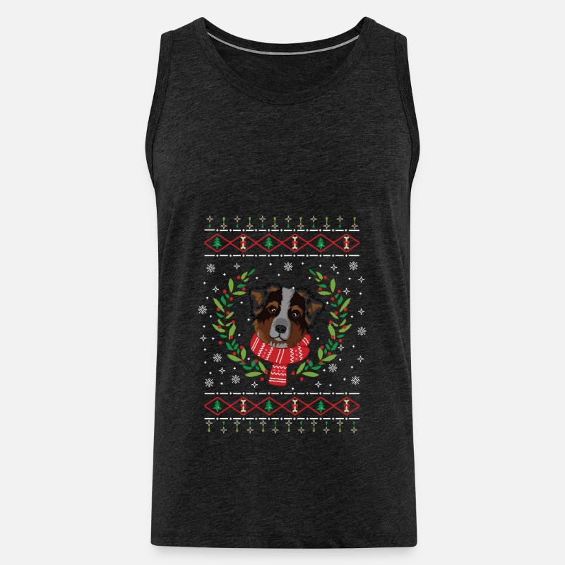 Australian Shepherd hässlicher Weihnachtspullover - Männer Premium Bio Tank Top - Anthrazit